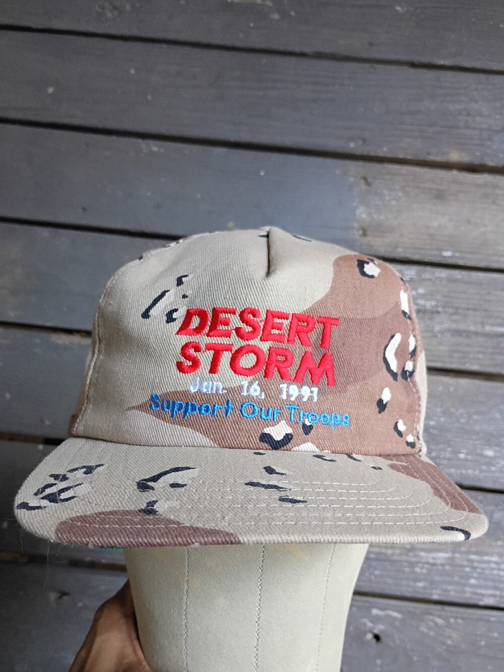 Desert Storm Vintage 1991 Support Our Troops Camo Baseball Cap Snap Back OS